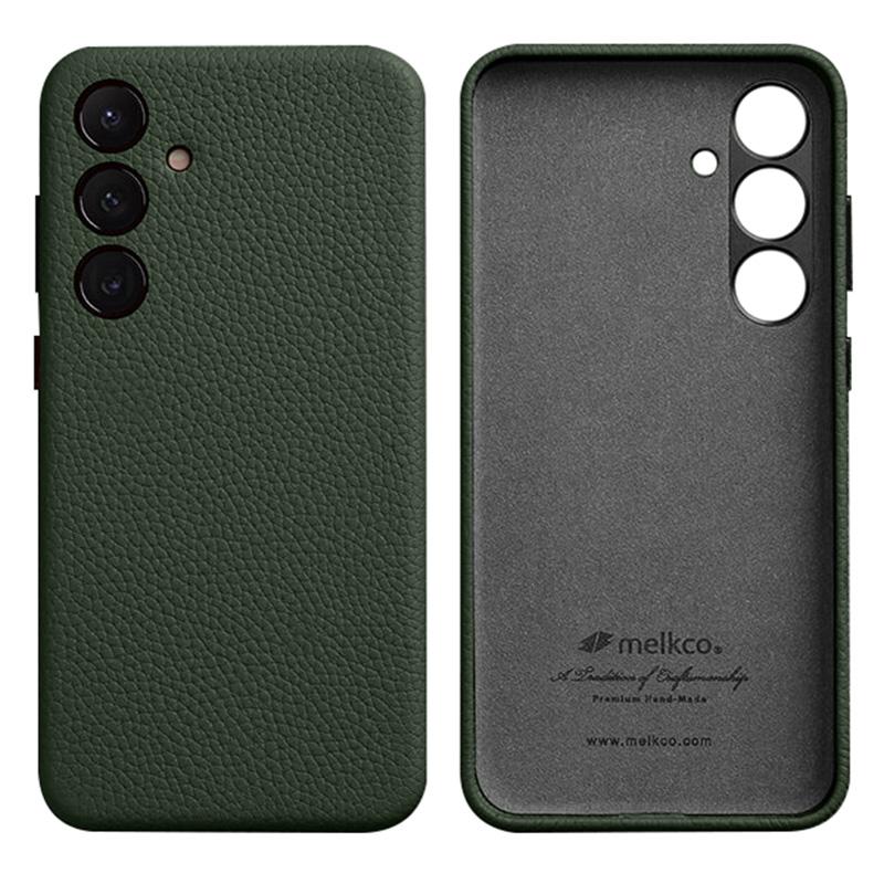 MELKCO For Samsung Galaxy S24+ Case Genuine Cow Leather+PC Anti-drop Phone Cover