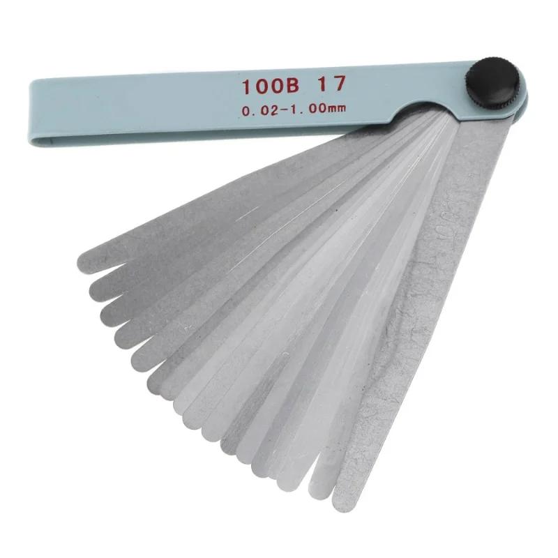 17 Blades Metric Feeler Gauge 0.02-1.00mm Engine Valve Adjustment Gap Filler Measurement Tool for Automotive Repair