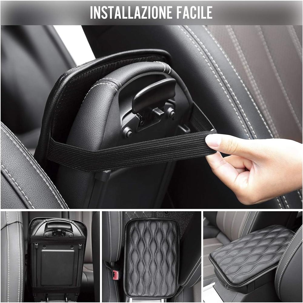 Auto Center Console Pad, Universal Waterproof Armrest Seat Box Cover, Leather Auto Armrest Cover Protector for Most Vehicle(Black)