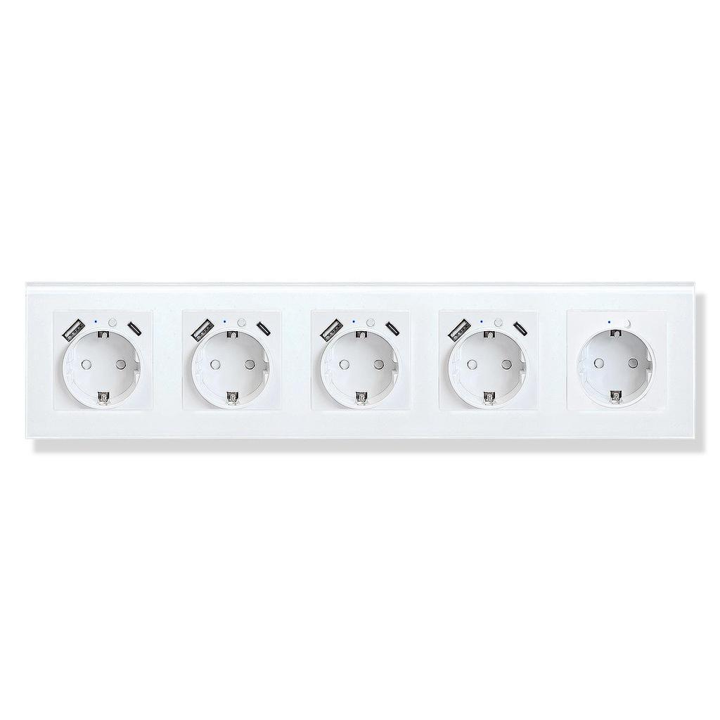 Model 153 Smart WiFi Wall Socket with Tempered Glass Panel - Alice Voice App Compatible