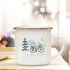 Abenteuer Campingbecher Lagerfeuerbecher mit Waldaufdruck Emaille Campingbecher Outdoor Wohnmobil Kaffee Henkeltasse Camper Beste Geschenke