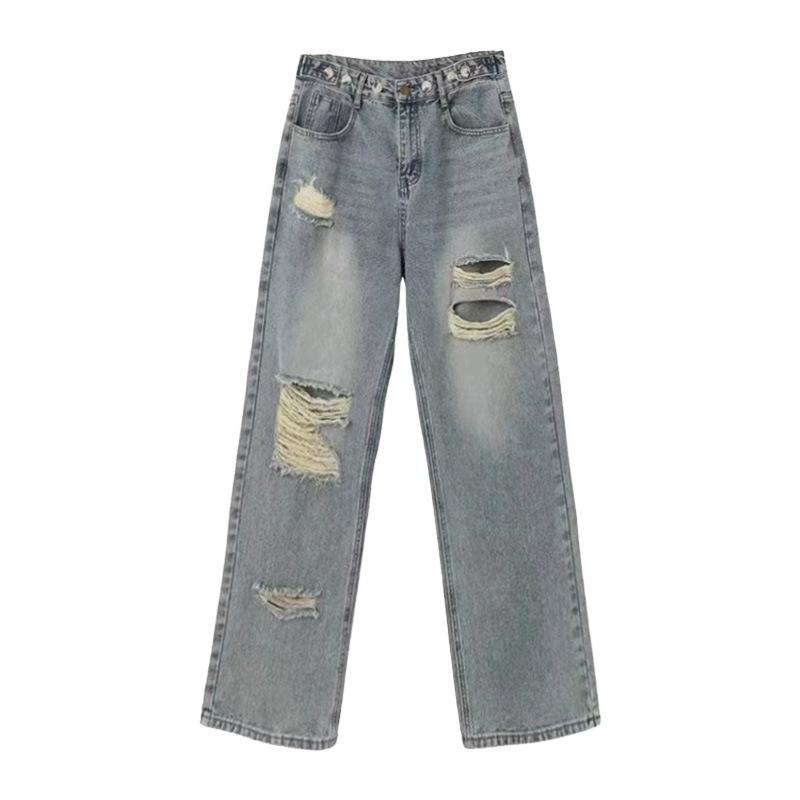 Women's Wide Leg Jeans High Waist Loose Pants Straight Leg Spring/summer Floor Pants