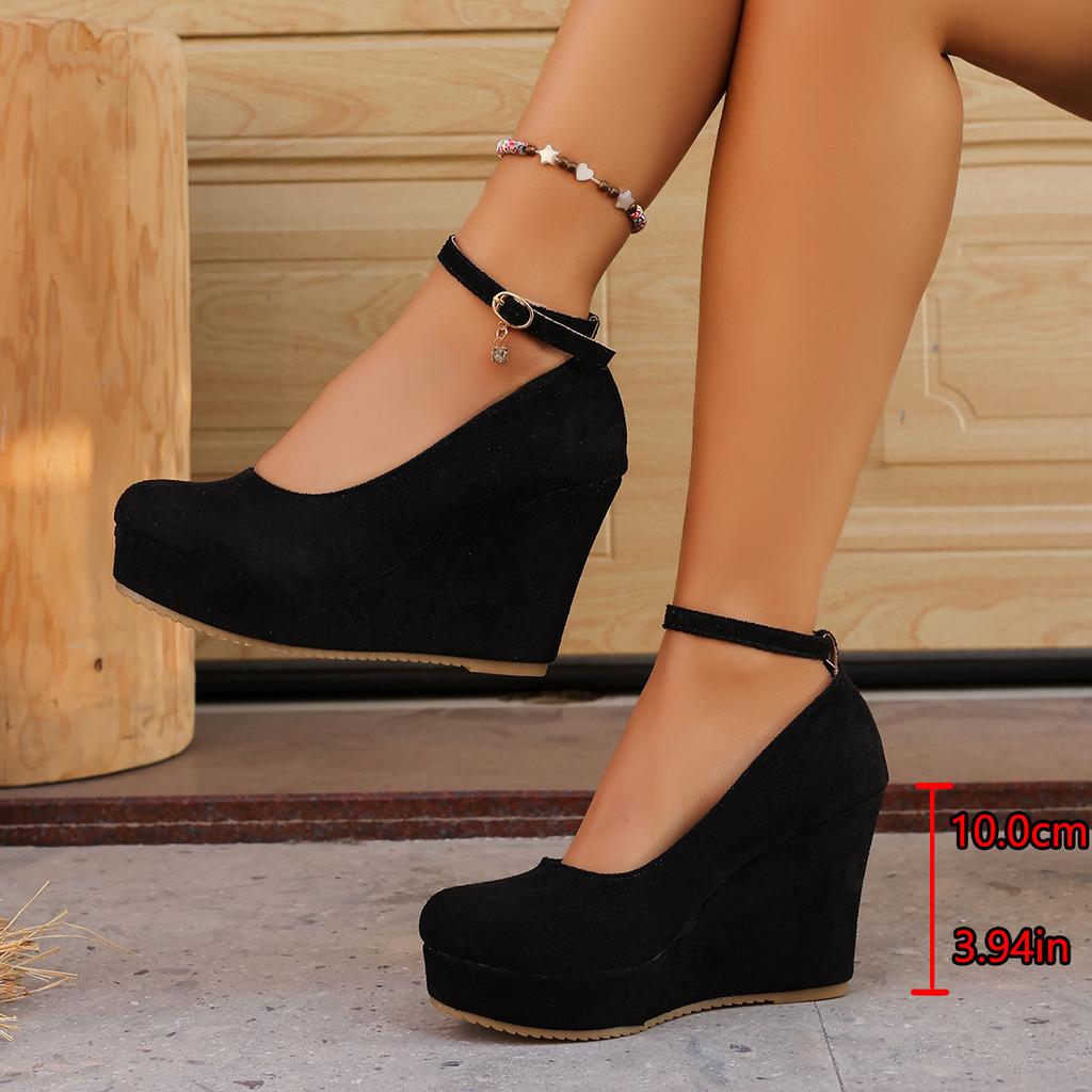 Spring/Autumn Pointed Toe Wedge Heel Shoes for Women, Fashionable Thick Sole Low-Cut High Heels, Women's Shoes 2026