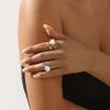 Vintage White Imitation Pearl Open Rings for Women 2026 Fashion Metal Irregular Geometric Pearl Ring With Zircon Wedding Jewelry