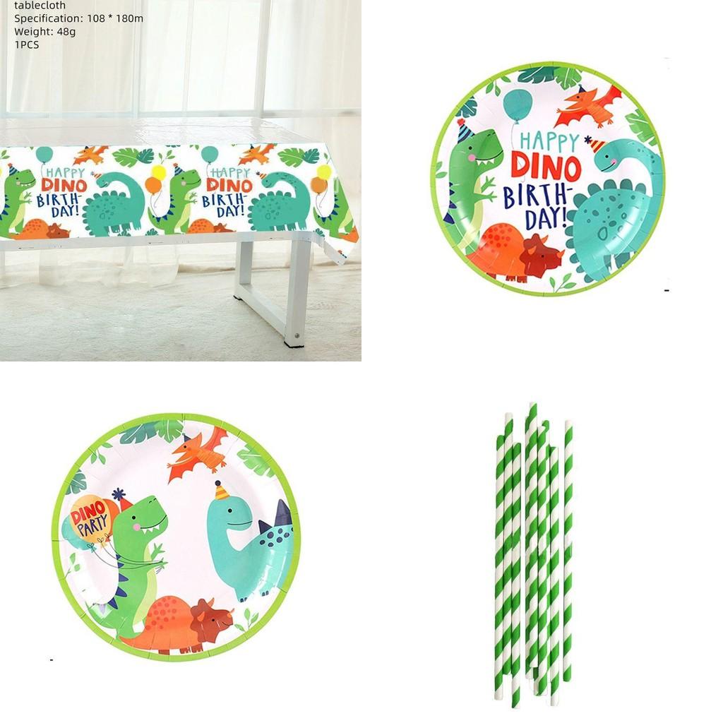 Fun And Vibrant Cartoon Dinosaur Birthday Party Supplies Tableware Plates Cups