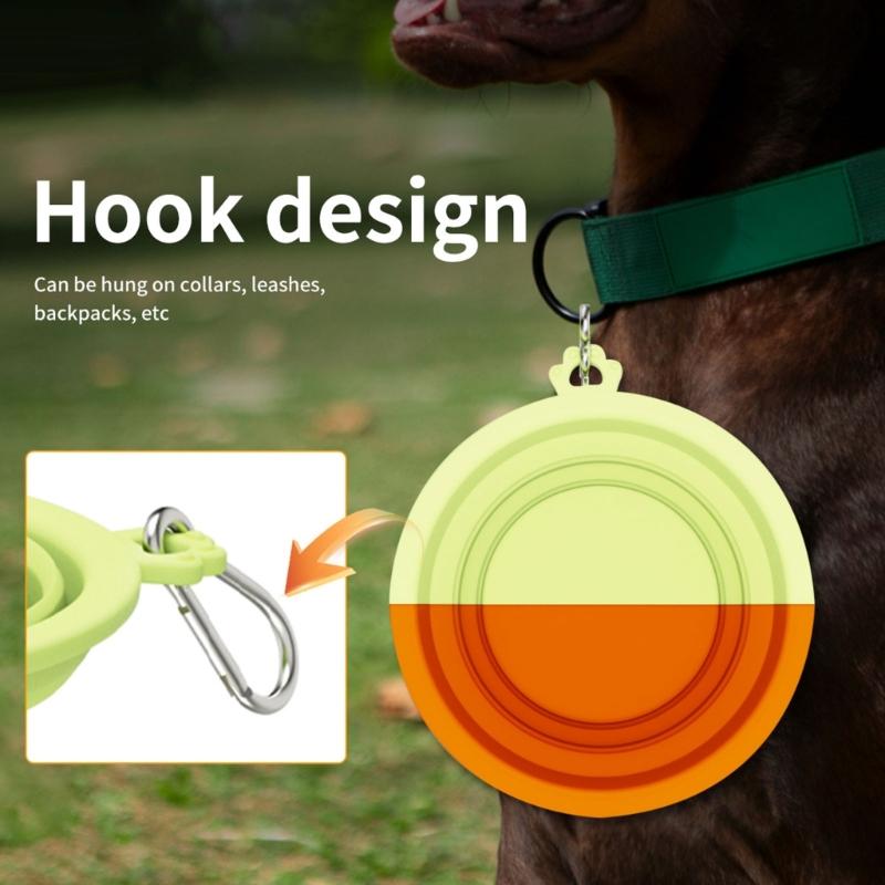 380ml Portable Silicone Dogs Bowl with Clip Perfect Travel Pet Feeding Water Dish for Outdoor Adventures Large Capacity