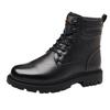 Men's Winter Cowhide Wool-Lined High Top Leather Snow Boots