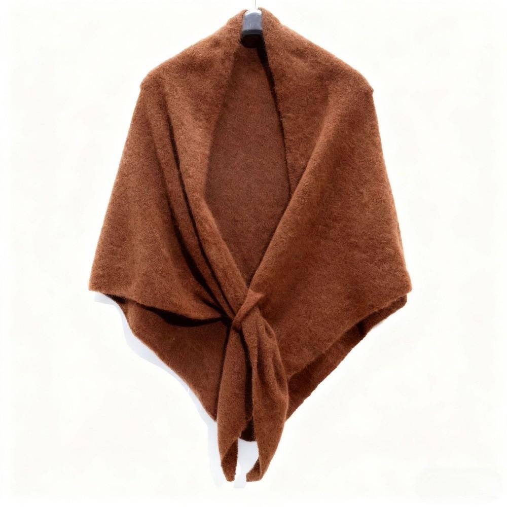 Korean Style Knitted Triangle Scarf Plush Cape Wraps Soft Winter Shawl Autumn Winter