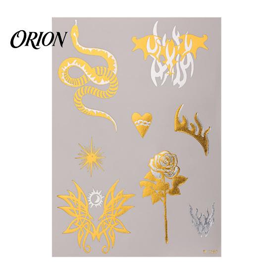 Adult Child Fake Tattoos Golden Silver-color Metallic Tattoo Sticker for Women Girls, Temporary Stickers Face Body Arm Decoration, Waterproof