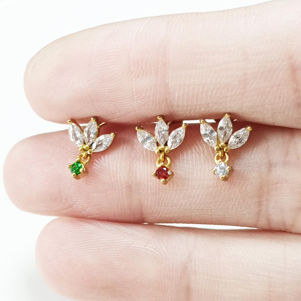 New Fashion Jewelry ASTM 316 Stainless Steel Gold Plated Zircon Lip Piercing Custom Luxury Helix Nose Ear Labret Body Unisex
