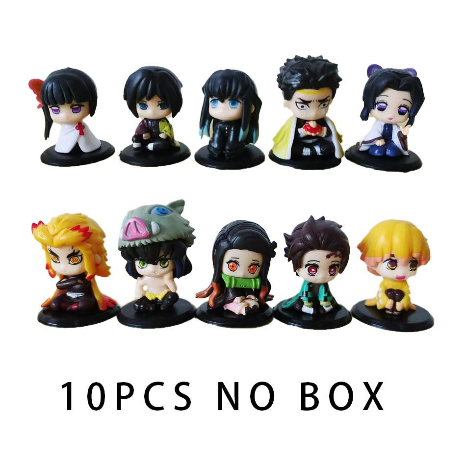 15 PCS/Set Q Version Demon Slayer Sitting Ghost Doll Tanjiro Nidouzi Inosuke Zenizu Figure Action Figure Movie Model Toys Doll