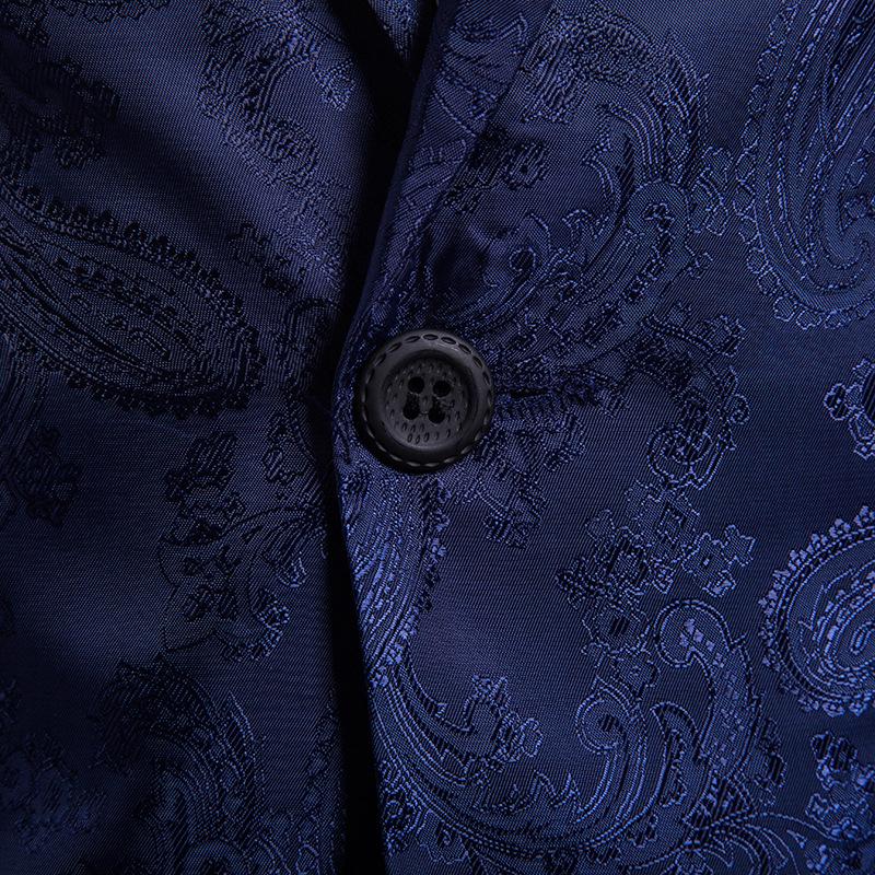 Men's Plus Size Court Style Dark Pattern Single Button Slim Fit Jacket