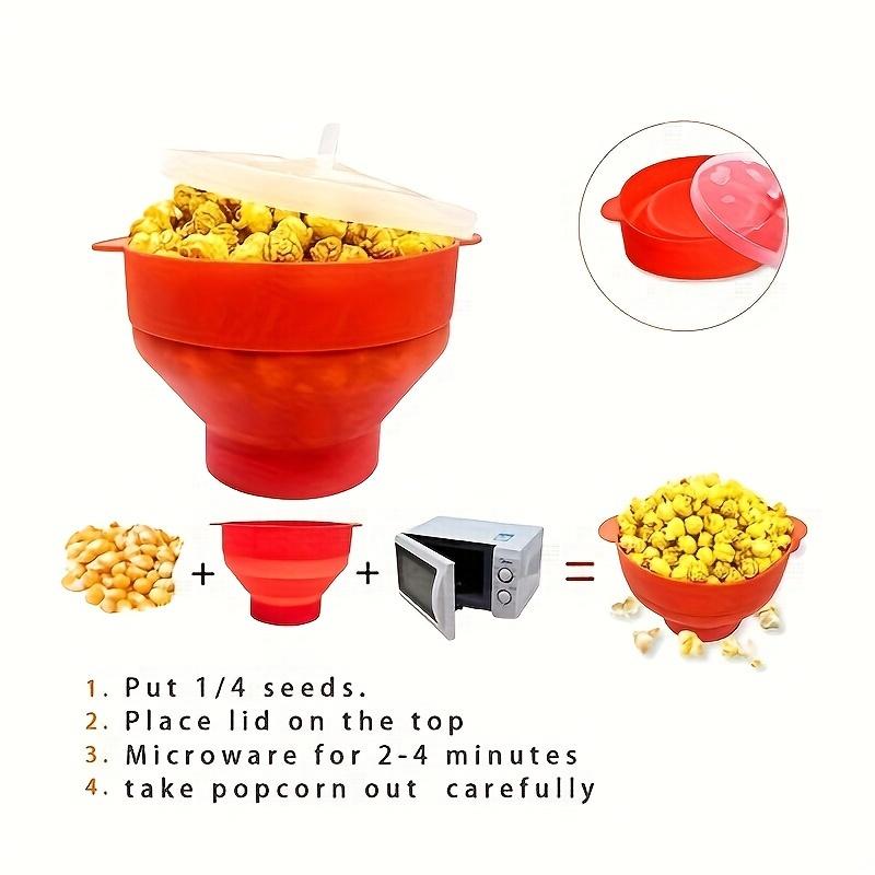 Tigela Balde de Silicone para Pipoca de Micro-ondas DIY Vermelho Máquina de Pipoca com Tampa Prato para Batatas Fritas Frutas Cozinha de Alta Qualidade Ferramentas Fáceis
