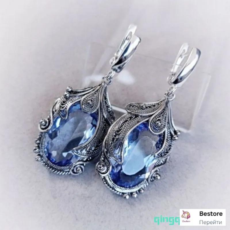 Vintage Style Drop Earrings with Intricate Metalwork and Large Faceted Gemstone Pendant for Women Elegant Design Lightweight Dangle Jewelry