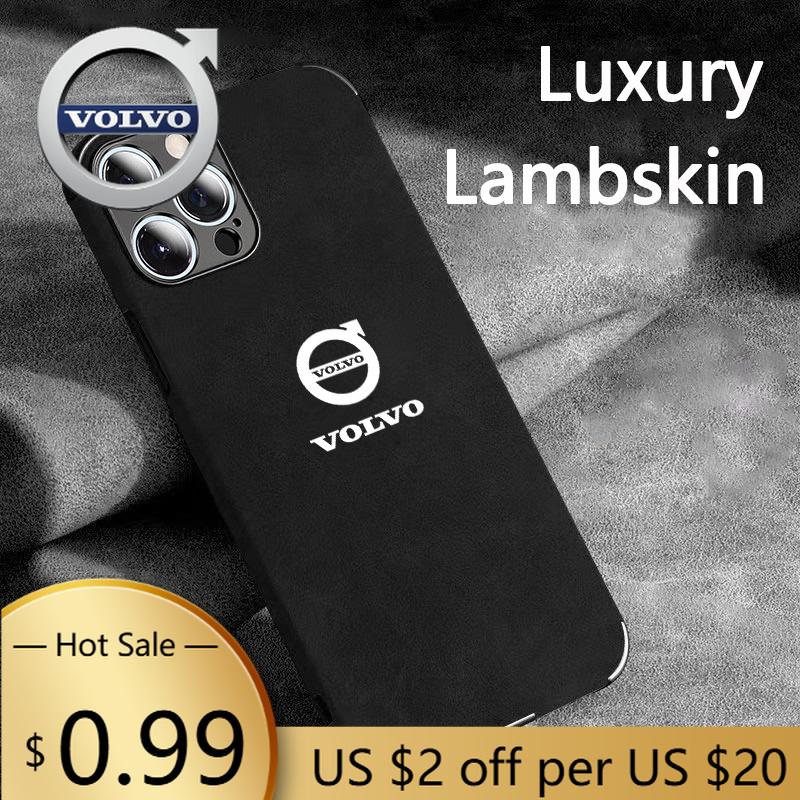 Hub Caps Car For Volvo Emblem Suede All Inclusive Phone Case For iPhone 16 15 13 14 12 Pro Max Mini 8 XR XS 16 Plus 15Pro MAX Co