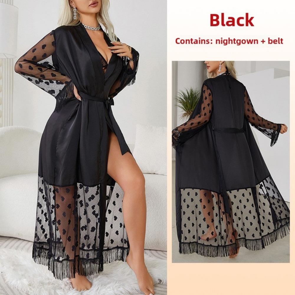 Sexy Ice Silk Nightgown Erotic Underwear Pajamas Women's Bathrobe