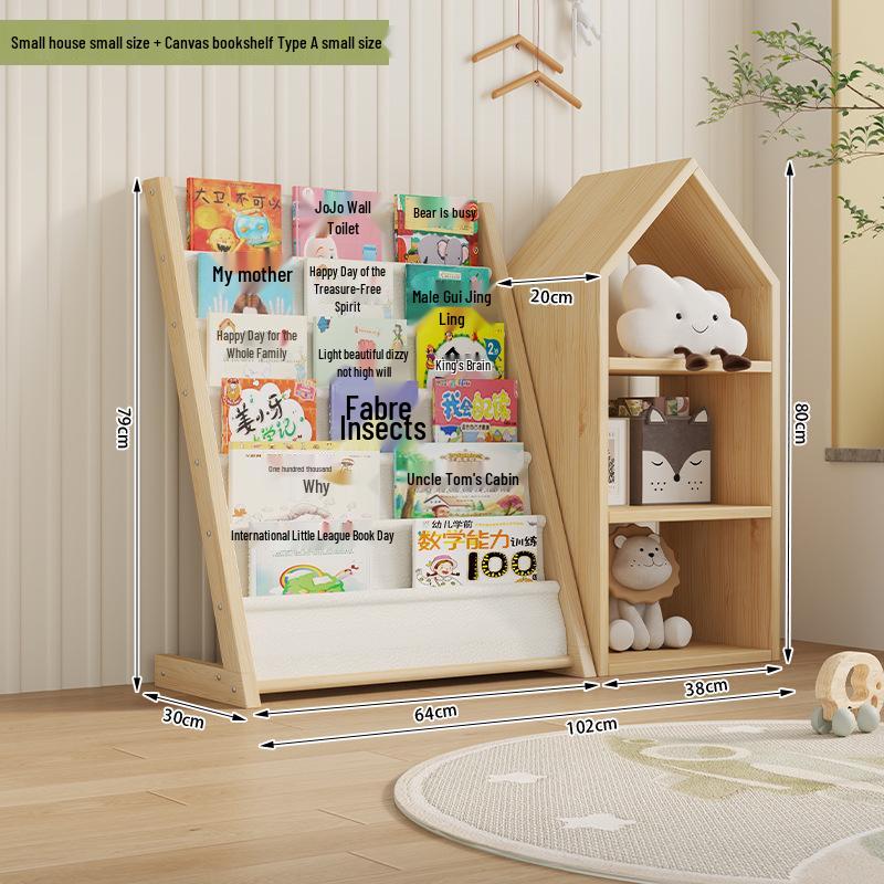 Mehrschichtiges Kinder-Bücherregal aus Massivholz mit abnehmbarem Stoff, Standregal für Kindergarten und Baby-Bücher