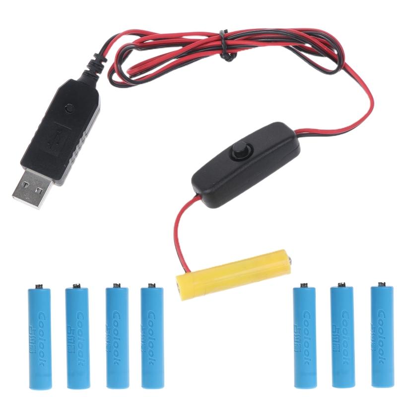 New 1.5V To 6V Universal AA/AAA Dummy Battery Adapter Detachable USB/Type C Battery Eliminator Cable With On/Off Switch Reusable