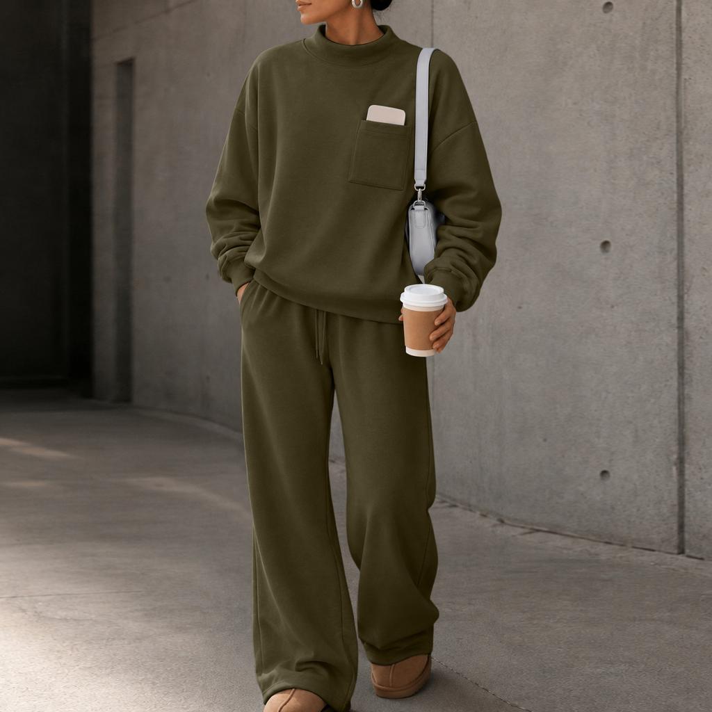 Women's Stylish Casual Long Sleeve Color 2 Piece Sweatsuit Set for Everyday Wear