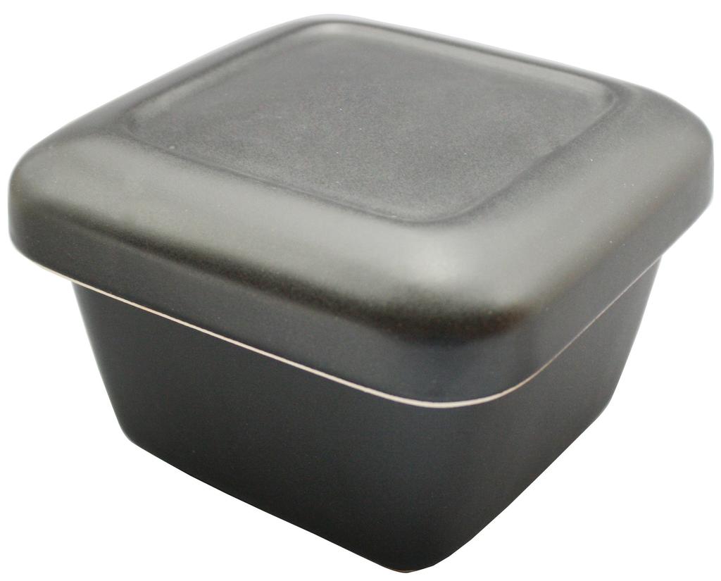 Santo Banko Ware Ceramic Rice Container, Black Glaze, Square, 2-Go Capacity, Made In Japan, 08923