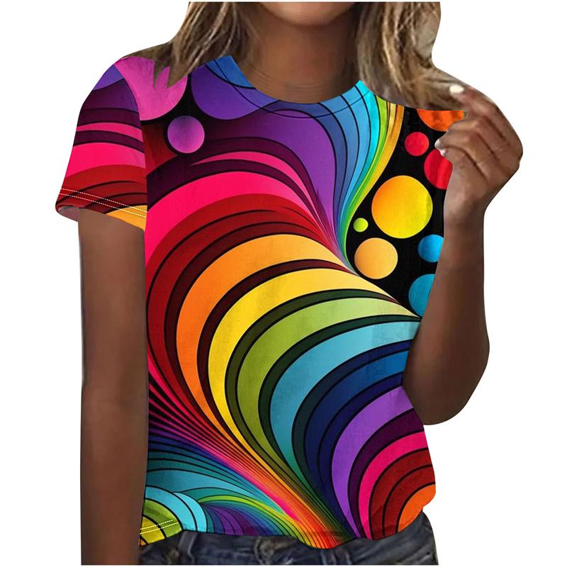Summer Top Women Chroma Printed Women's T-Shirt Oversized T-Shirt Popular Clothes Women Clothing Short Sleeve Tee Female Shirts