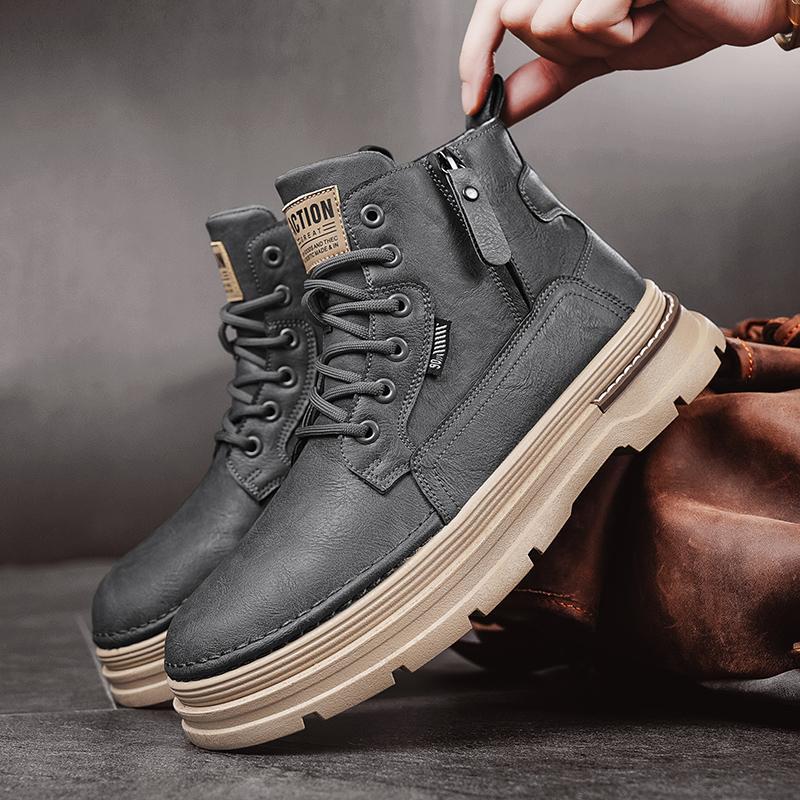 

Ботинки мартинсы 2025 осень и зима новая мужская обувь высокий верх резиновая подошва тренд ботинки мартинсы британская мода трендовая обувь 44