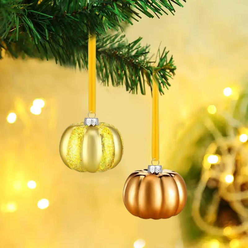 Christmas Ornament Garden Decoration Pumpkin Shape Exquisite Christmas Decoration Party Decoration 6/12PCS