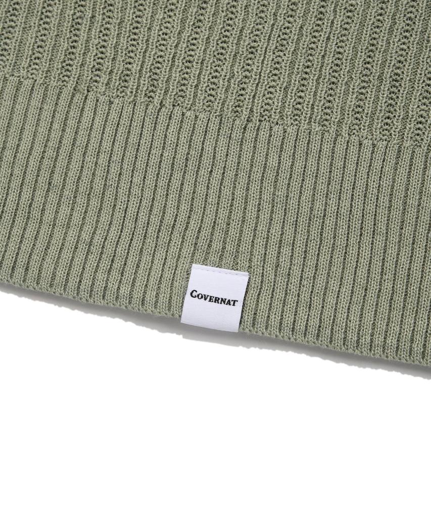 COVERNAT Crochet Collar Half Knit Khaki