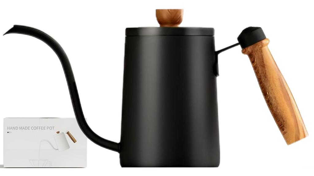 Sakura Direct Mail 600ml Coffee Drip Pot with Wooden Narrow Wooden Coffee Coffee Pot for Stainless Coffee for Coffee and Outdoors Handle, Spout,