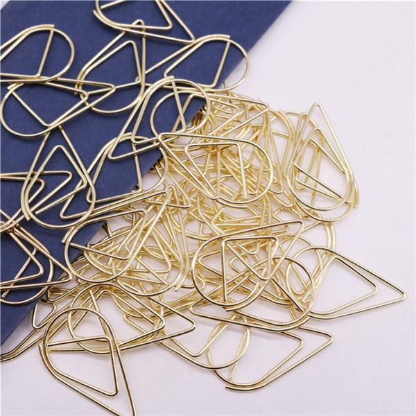 50 Stück Modellier-Büroklammern Metallmaterial Wassertropfenform Gold Silber Schwarzfarben Lesezeichen Notizklammern 2,5x1,5cm