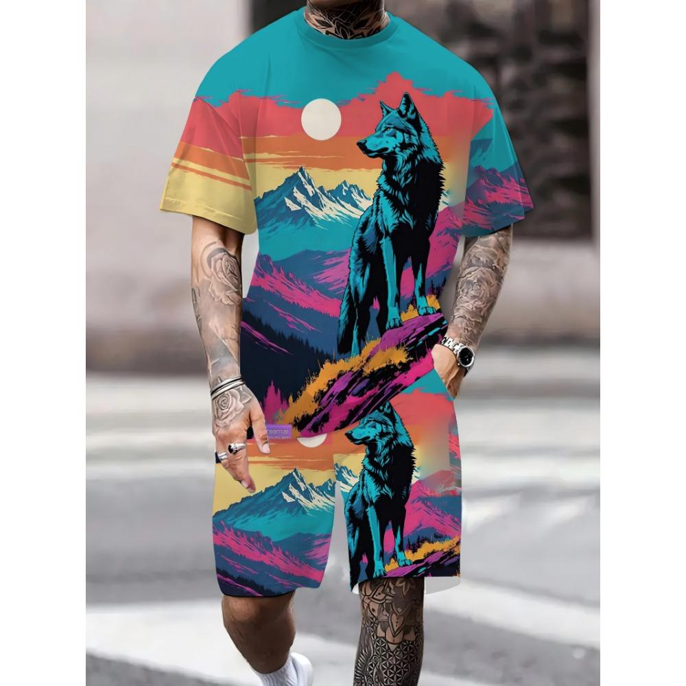 Sommer Täglich Lässig Herren T-Shirt und Shorts Set, Urbane Street Fashion Herren Kurzarm Outdoor Sportshorts