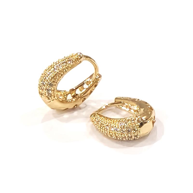 Gold-Plated Zircon Copper Inlaid U-Shaped Ear Cuff for Women, Color-Preserving INS Style Fashion Earrings