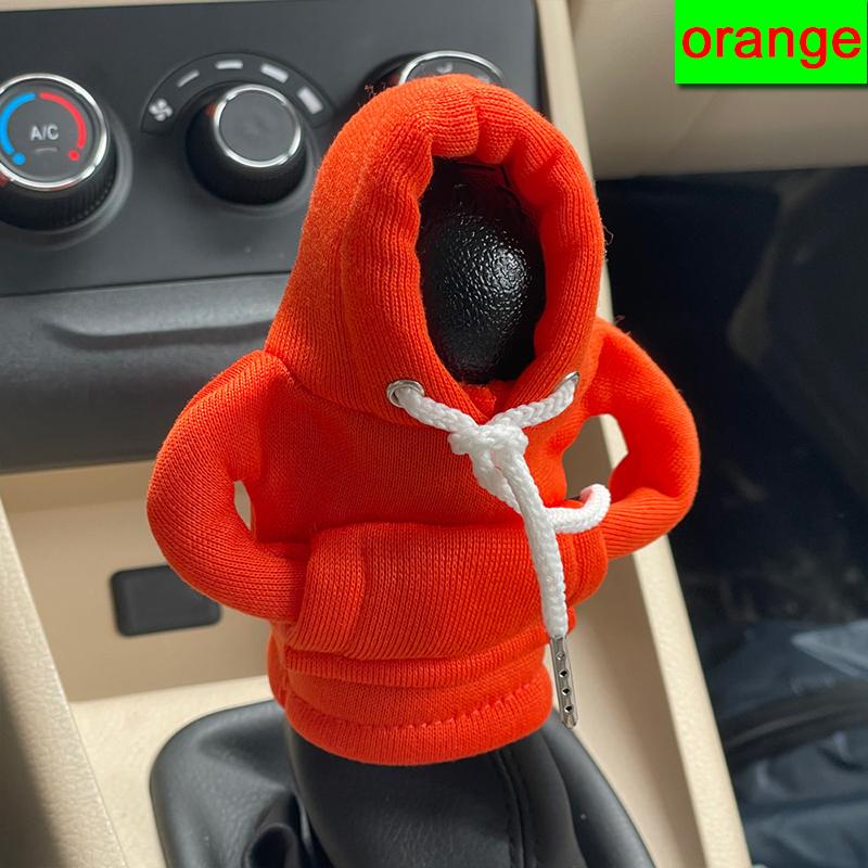 

High quality car shift knob hooded sweatshirt decoration shift lever handle kit cover car interior accessories car stick hoodie Hoodie orange