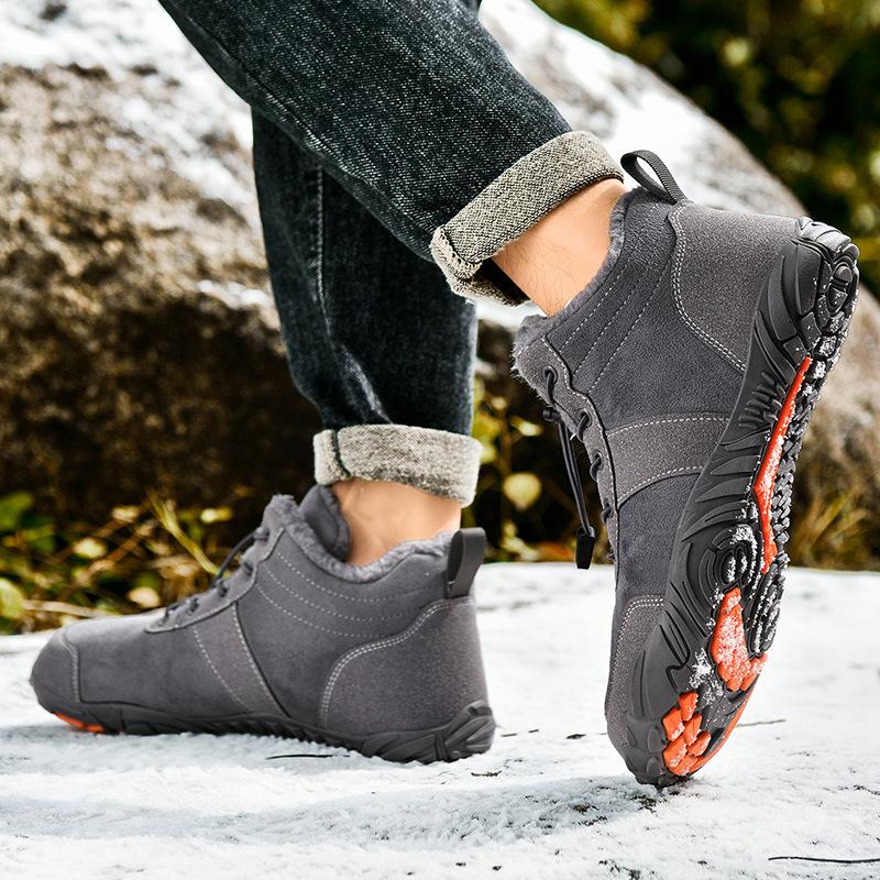 Winter warme Baumwollschuhe Outdoor Wandern Fünf-Finger-Schuhe aufgeschichtet und verdickt mittlere Höhe für Männer und Frauen Paare große Größe Schneestiefel