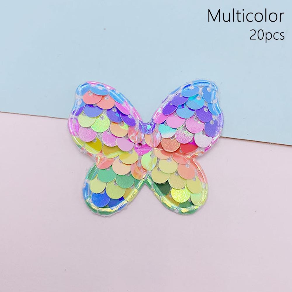 20Pcs Sew On Glitter Sequins Butterfly Patches 40x35mm Clothes Patches  Hat Shoes Sewing