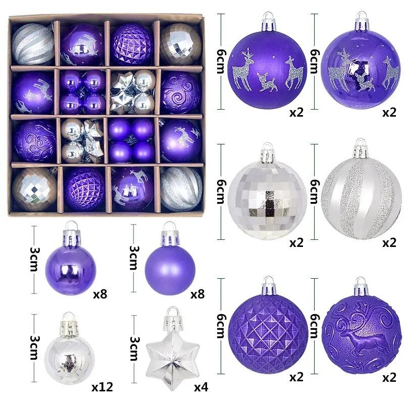 44Pcs Christmas Ball Ornaments 3-6cm shatterproof Christmas Hanging Ball Christmas Tree Decoration Home Party 2026 New Year Gift