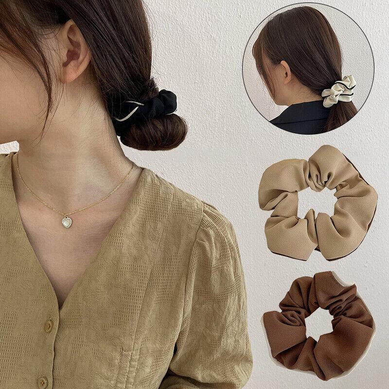 Women Scrunchies Solid Hair Ring Rope Elastic Ponytail Holder Headdress #