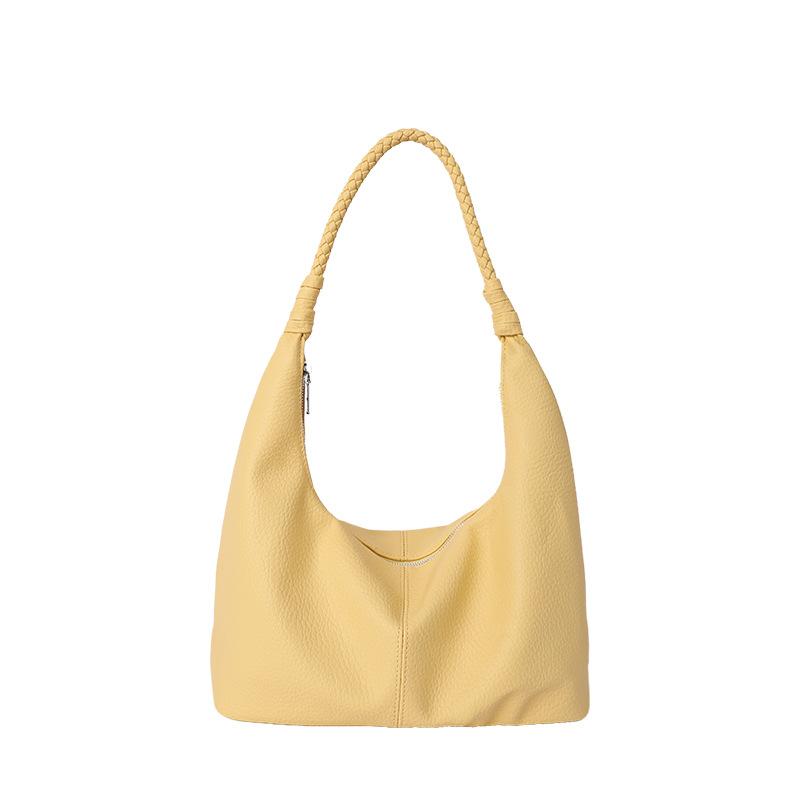 Stylish Faux Leather Hobo Bag with Braided Shoulder Strap Slouchy Large Capacity Zip Top Tote Purse