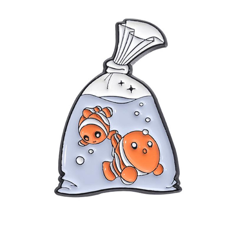Cartoon Wishing Bottle Enamel Pins Marine Creatures Mushroom Planet Starry Bottle Brooches Lapel Badge Jewelry Gifts for Friends