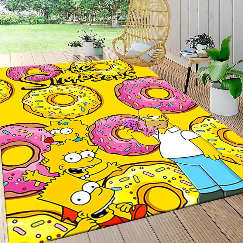 Simpsons Doughnut Adventure Carpet Rug Soft Washable Antislip Home Living Room Sofa Mats Personalized Christmas Rug