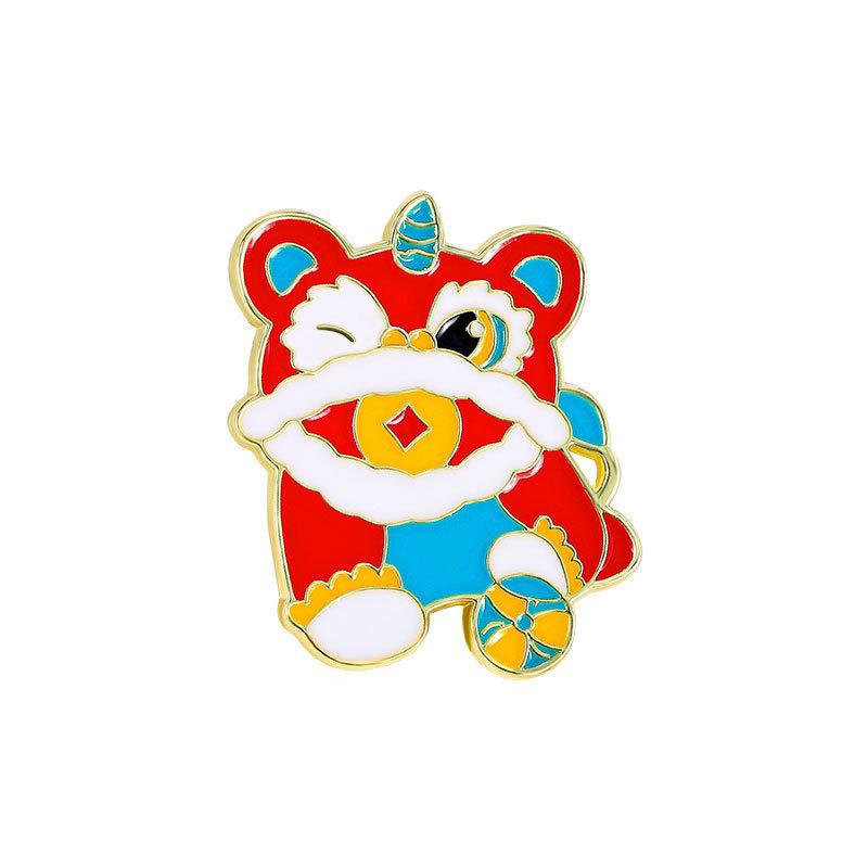 Zinc Alloy Enamel Dropping Brooch, Cute Cartoon Lucky Panda Snake Pattern 2025 Year of the Snake, New Year Festival Decorative Lapel Pin Badge