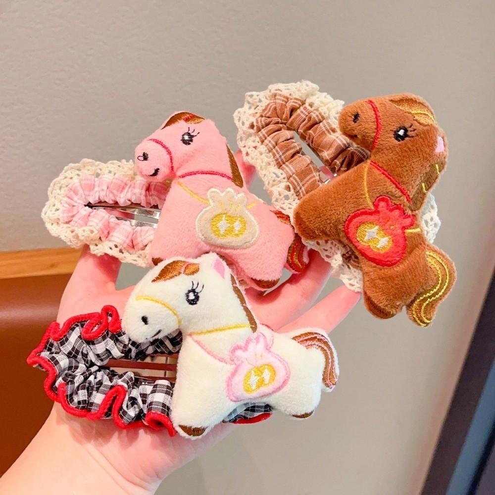 Grid Horse Hairpins Large Plush Edge Clip Creative Cartoon Hair Clip  Gifts