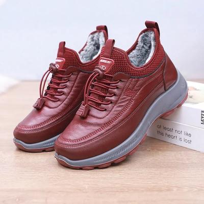 Fashion New Fashion Women's Cotton Shoes Thick Sole Anti-slip Waterproof Plus Cashmere Warm Mother Sports Shoes