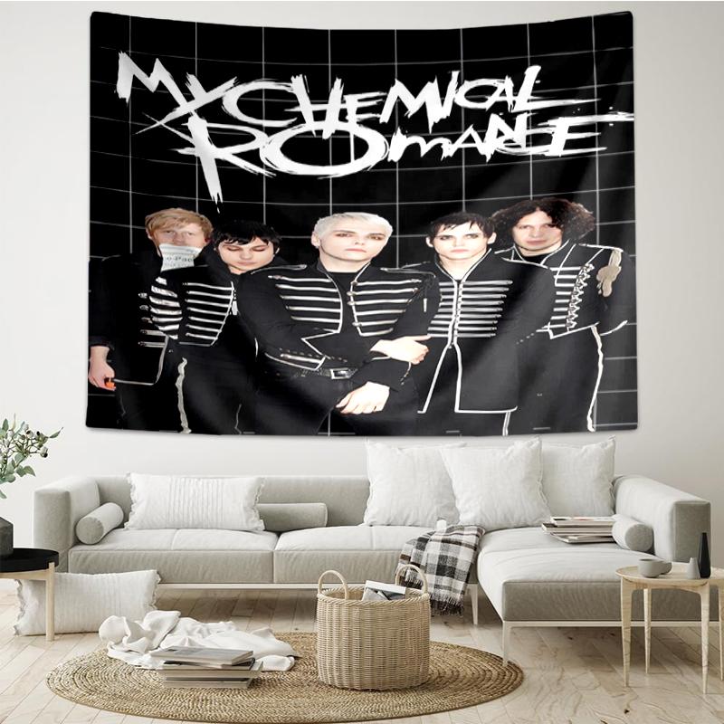 My-Chemical-Romance Print Tapestry, Backdrop, Easy Setup, Ideal for Bedroom, Office & Living Room, with Aesthetic Wall Hanging Decor.