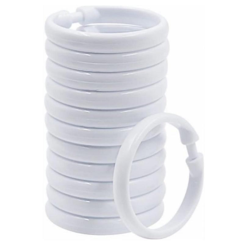 Plastic Shower Curtain Rings,Shower Curtain Hooks,12Pieces O Shape Bathroom Shower Curtain Hooks Easy To Snaps Gift