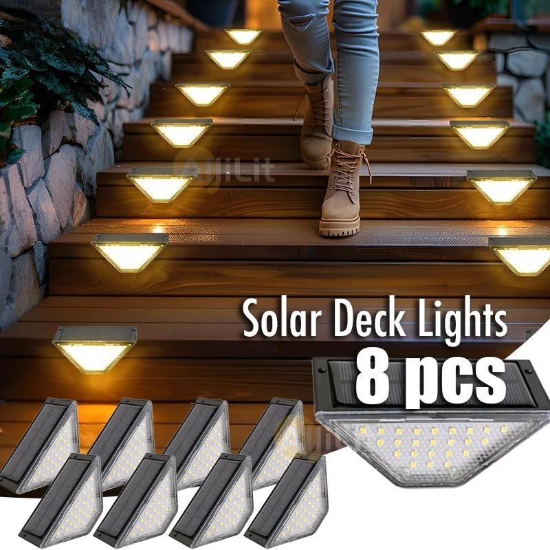 LED Step Lamp Stair Light Outdoor Waterproof Solar Powered Decor Lighting Garden Decoration Step Deck Path Fence 1~8pcs