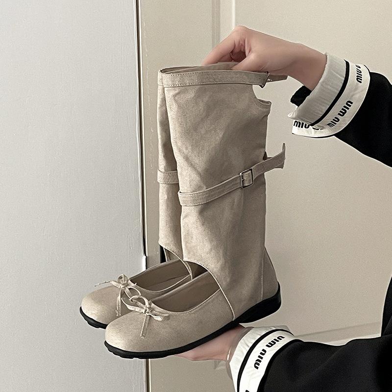 

Дизайнерские ботильоны с круглым носком, короткие, с бантом, с перфорацией, на наборном каблуке, женские, летние, модные, универсальные, крутые, в стиле ретро 40 бежевый