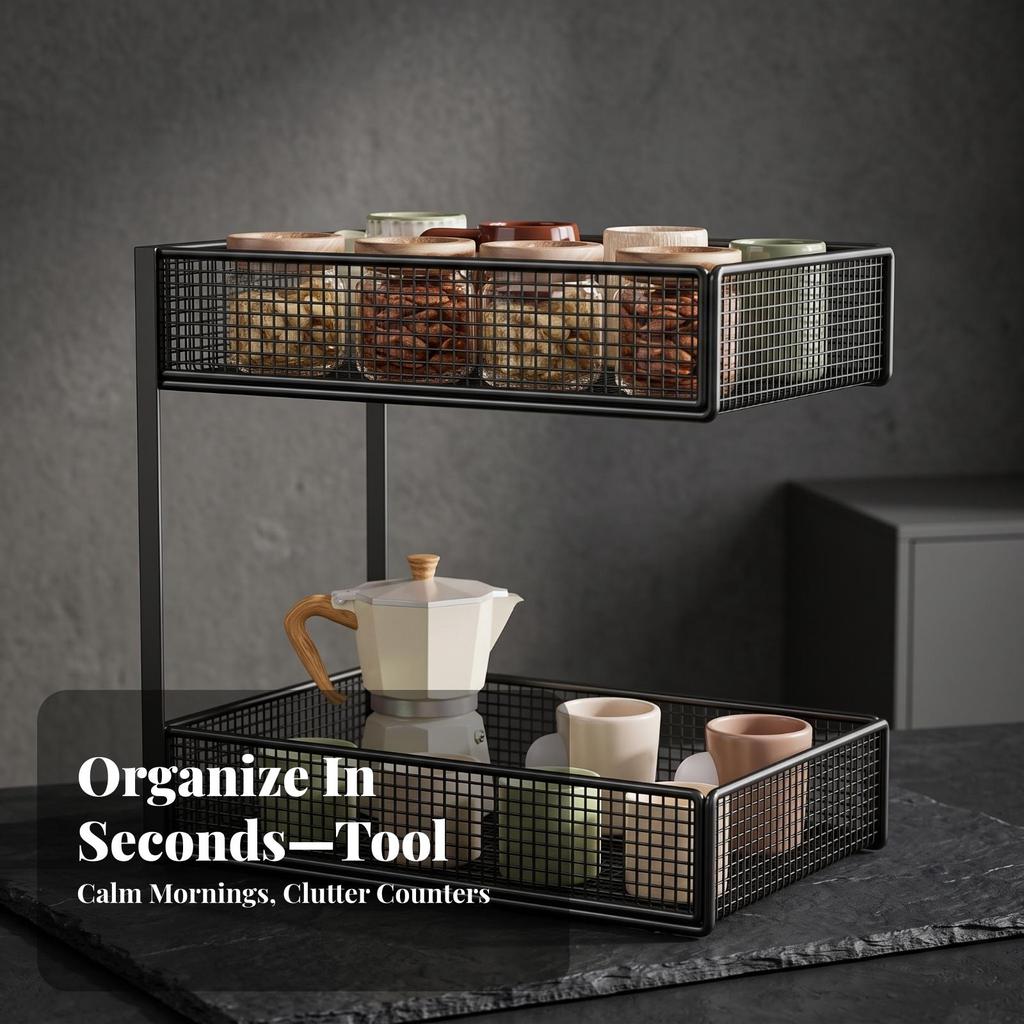 Space-Saving Potato Basket Ventilated, Kitchen Countertop Rack with Baskets,