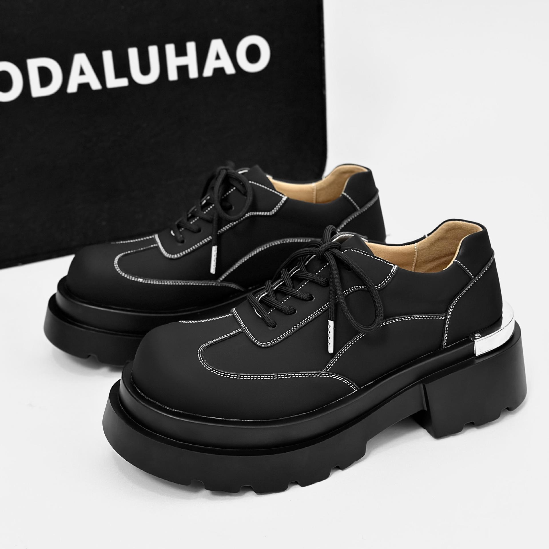 

ins platform versatile men s height increase versatile casual big head leather shoes original derby shoes business casual leather shoes men 44