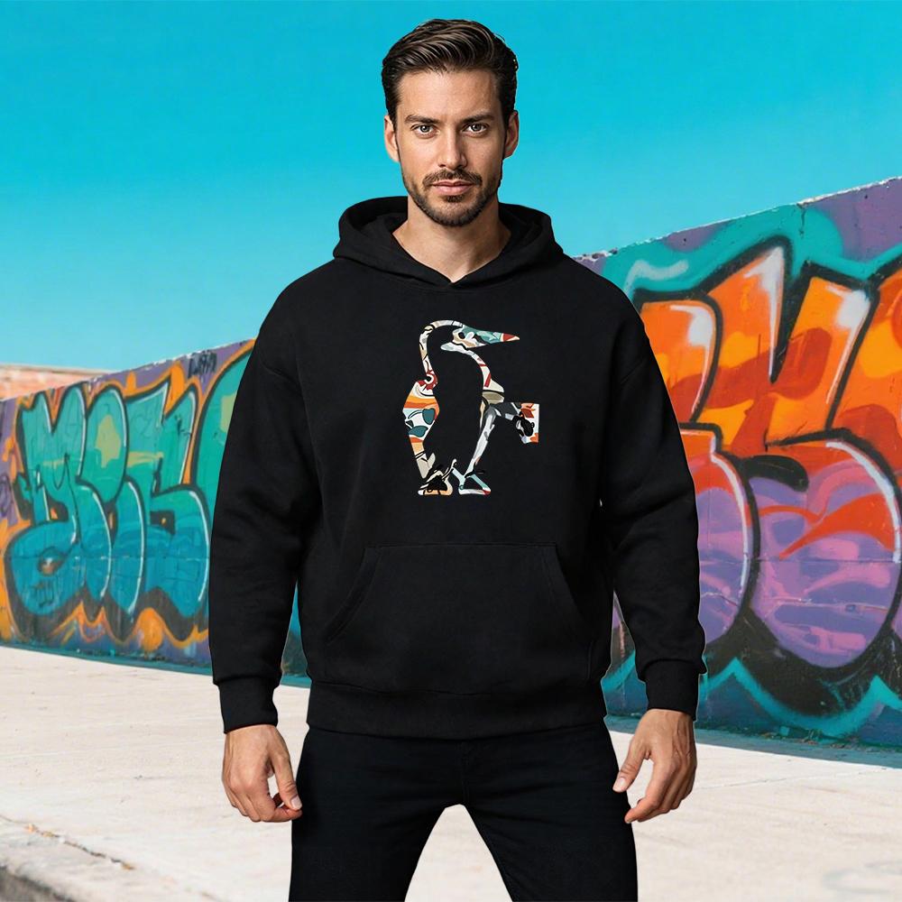 

Woodpecker Print Sweatshirt Men s Casual Pullover Long-sleeved Outdoor Dominated Loose Hoodies Sportswear Breathable Tops Hoodie S